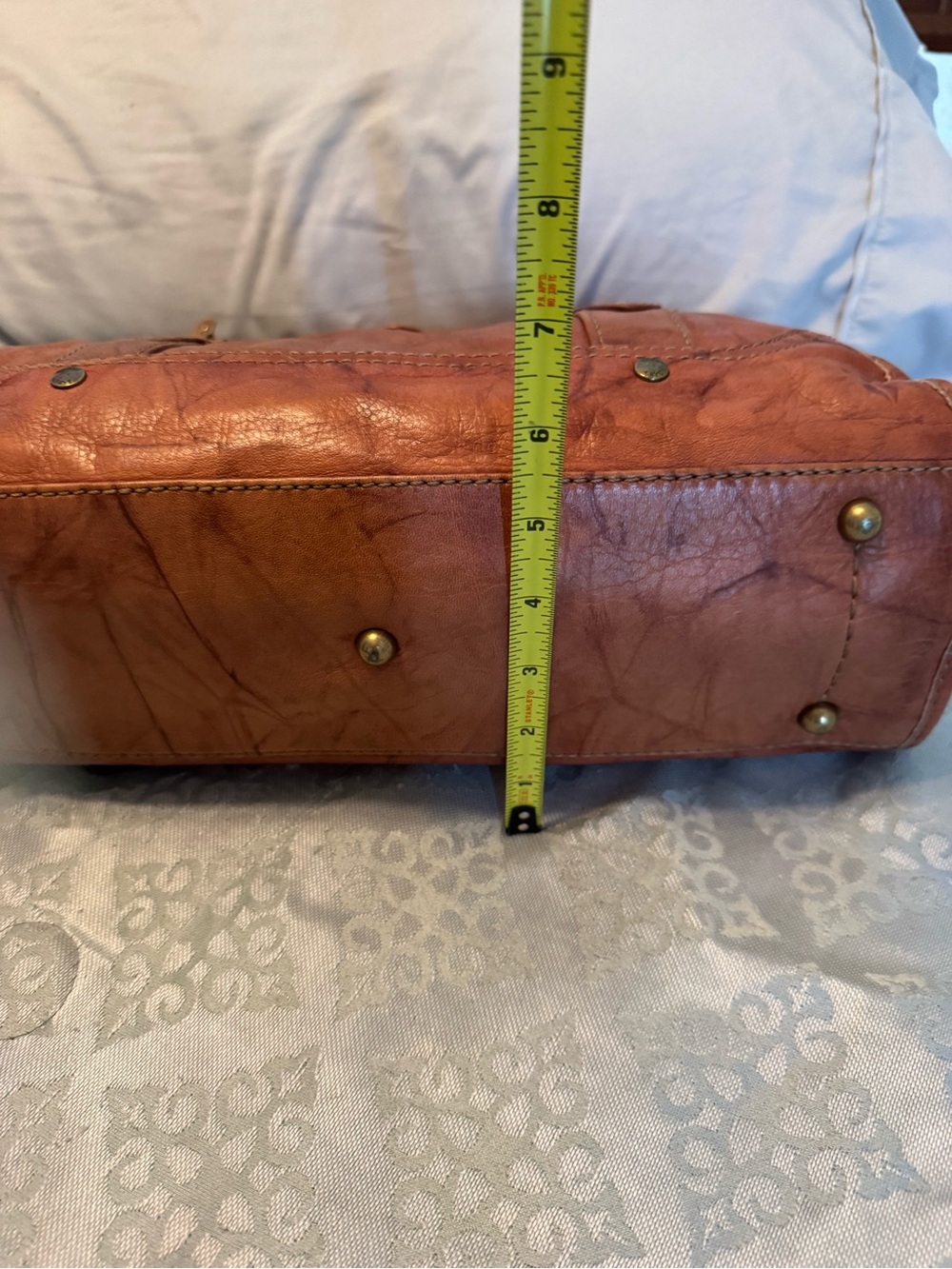Vintage Frye Campus Leather Satchel/Handbag in Camel Brown - Picture 7 of 15
